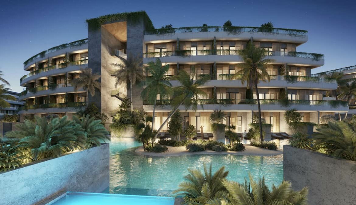 Apartamentos Atlantida - Bavaro Punta Cana Perez Real Estate - jardines de noche